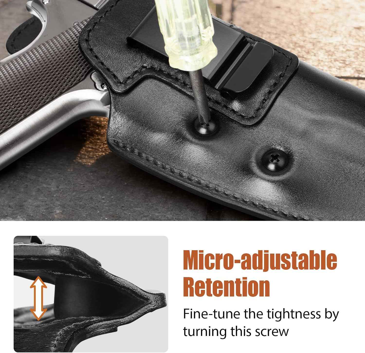 GUN & FLOWER 1911 Holster IWB Leather Optic Cut - Fits 5" / 4.25" / 4" Barrel 1911 firearms with or without Rail (Colt, Kimber, Springfield, S&W, Ruger, Tisas, Rock Island, Remington & More) - Right Hand Concealed Carry