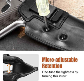 GUN & FLOWER 1911 Holster IWB Leather Optic Cut - Fits 5" / 4.25" / 4" Barrel 1911 firearms with or without Rail (Colt, Kimber, Springfield, S&W, Ruger, Tisas, Rock Island, Remington & More) - Right Hand Concealed Carry