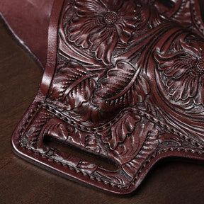 Premium Leather Holster for Women & Men, OWB Western Hand-Carved Holster - Compatible with Glock 17/19 Gen3-5 & 17/19 Gen4-5 MOS, 22/31(Gen3-4), 19X/ 44/45 - Fits 1.5" Belts, Right Hand GUN & FLOWER