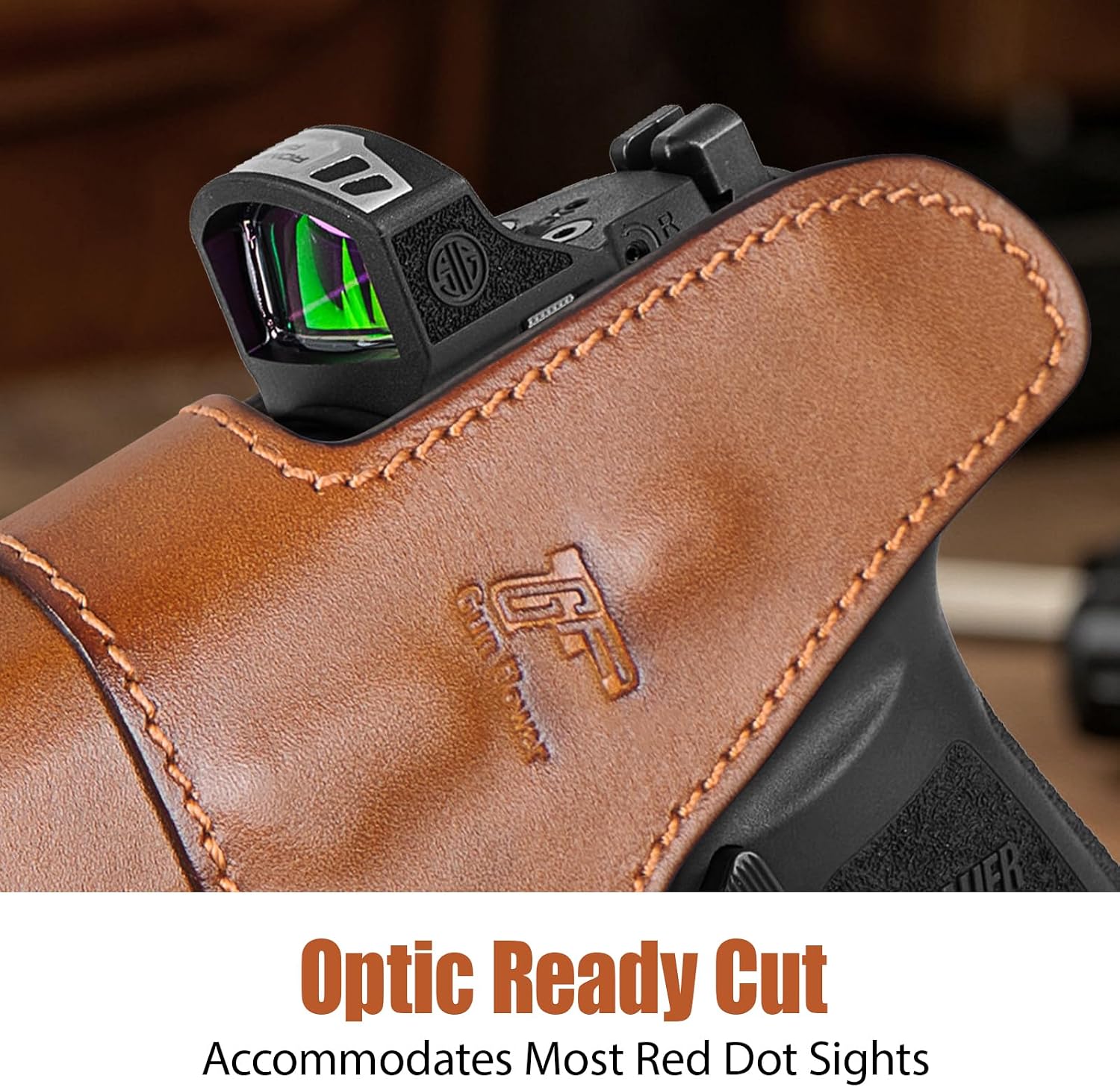 Sig P320 Compact / M18 IWB Leather Holster w/TLR-7 X / HL-X / TLR-7A / TLR-7 - Light-Bearing Optic Ready, Also Fits P320 XCarry & XCompact, 1.5"-1.75" Belts, Right Hand