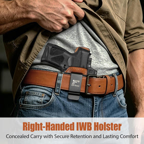 Taurus G3C / G2C IWB Brown Leather Holster w/Olight Baldr S / Baldr Mini / RL Mini - Light-Bearing Concealed Carry, Optic Cut, Fits PT111/PT140, 1.5"-1.75" Belts, Right Hand