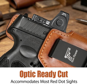 Taurus G3C / G2C IWB Brown Leather Holster w/Olight Baldr S / Baldr Mini / RL Mini - Light-Bearing Concealed Carry, Optic Cut, Fits PT111/PT140, 1.5"-1.75" Belts, Right Hand
