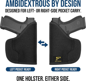Soft Neoprene, Ambidextrous G43 Soft Pocket Holster, Right/Left Hand Carry , Suede-Like Lining, Secure Pocket Grip, Smooth Draw, Front or Back Pocket Carry