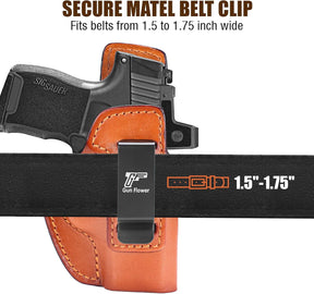 GUN & FLOWER  SIG Sauer P365 IWB Leather Holster - Premium Brown Leather, Optic Cut & Appendix Concealed Carry, Fits 1.5"-1.75" Belts, Right Hand for P365/P365X/P365 SAS/P365-380 GUN & FLOWER