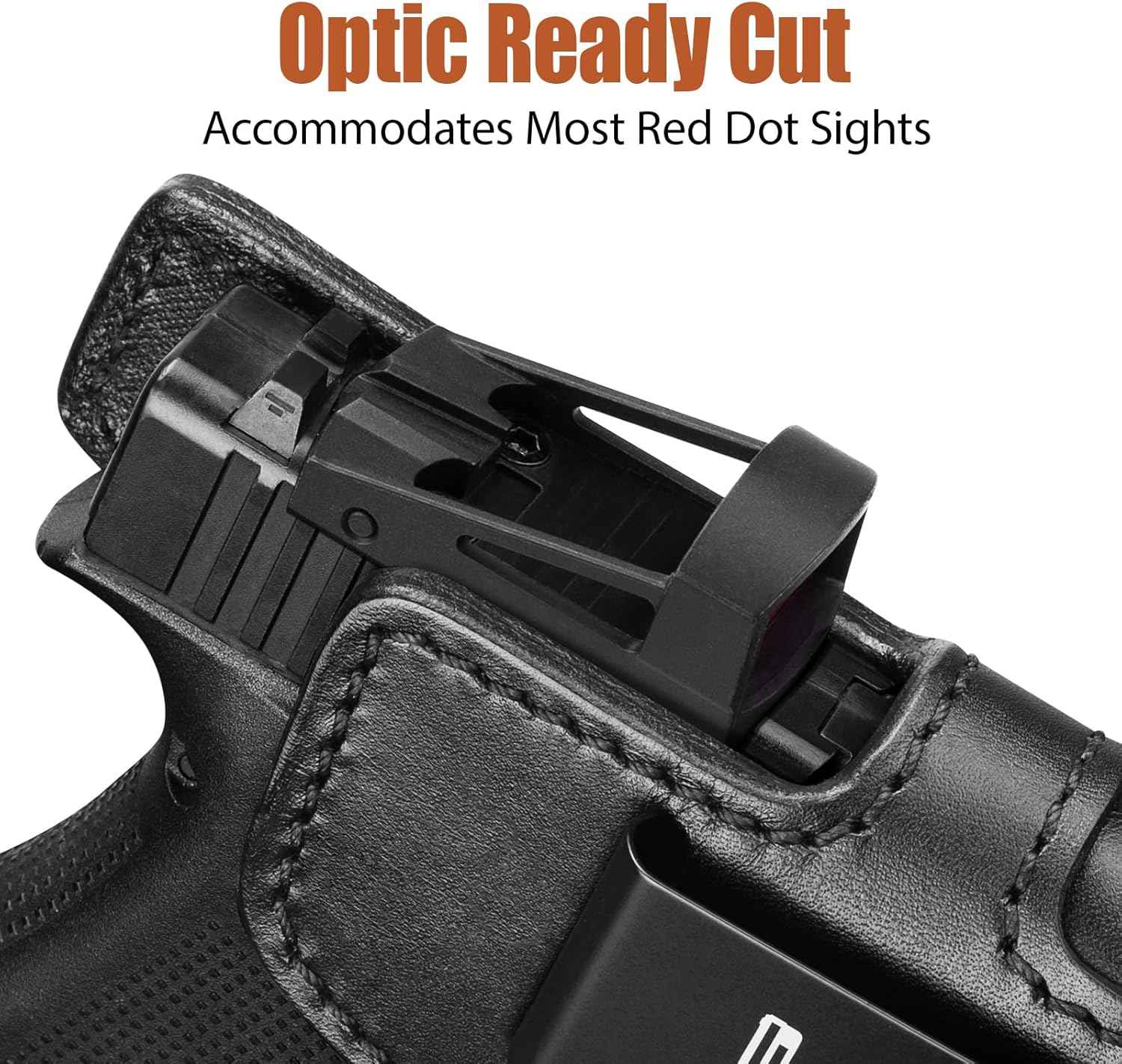 Glock 43/43X/43X MOS IWB Leather Holster - Optic Cut Concealed Carry, Appendix Inside Waistband, Fits 1.5"-1.75" Belt, Brown/Black Right Hand - GUN & FLOWER