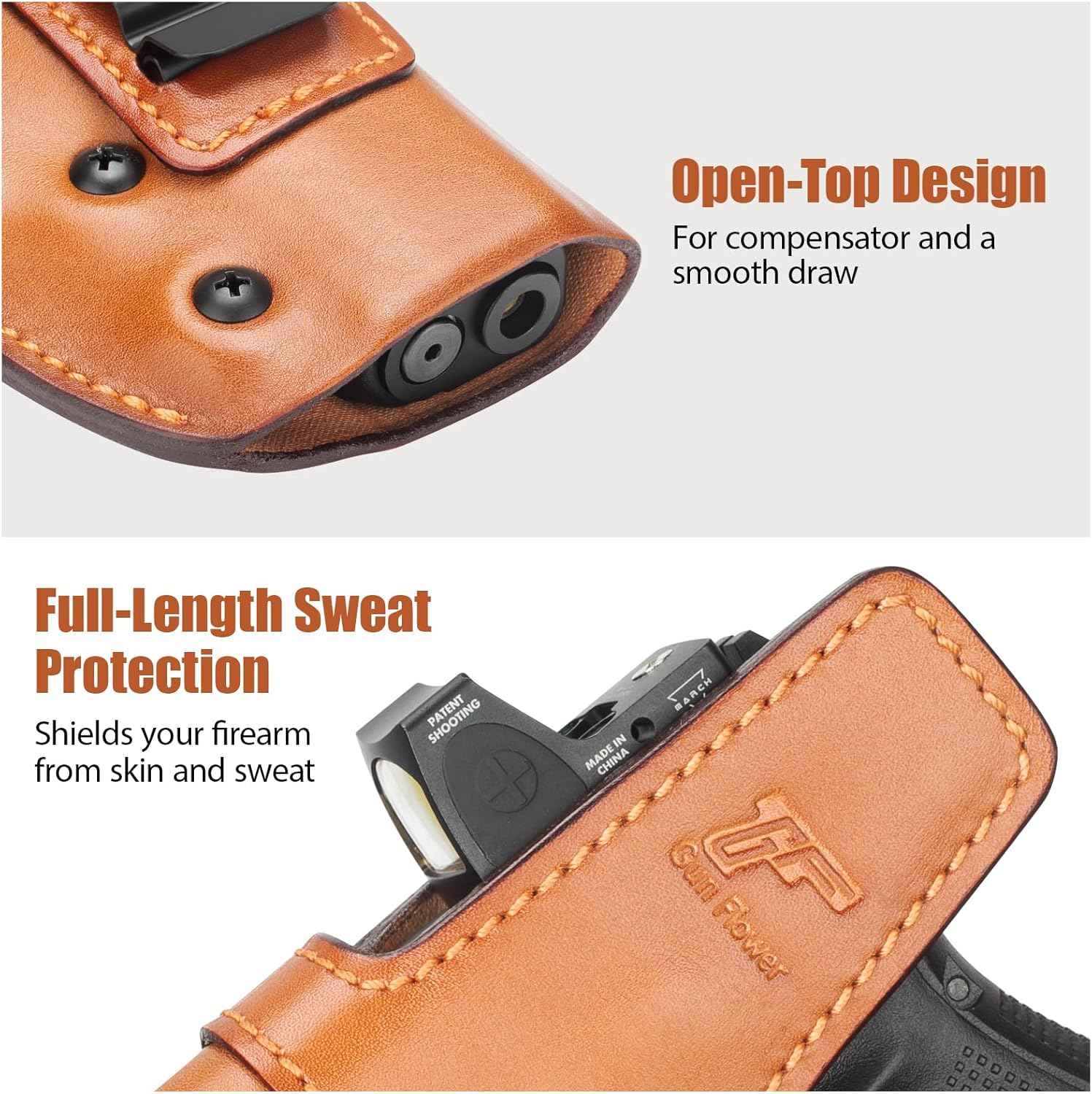 Glock 19/19X/23/32/45 Gen1-5 & MOS IWB Leather Holster - Optic Cut Custom Fit (Also PSA Dagger Compact & Ruger RXM), Premium Leather Concealed Carry, Fits 1.5"-1.75" Belt, Right Hand