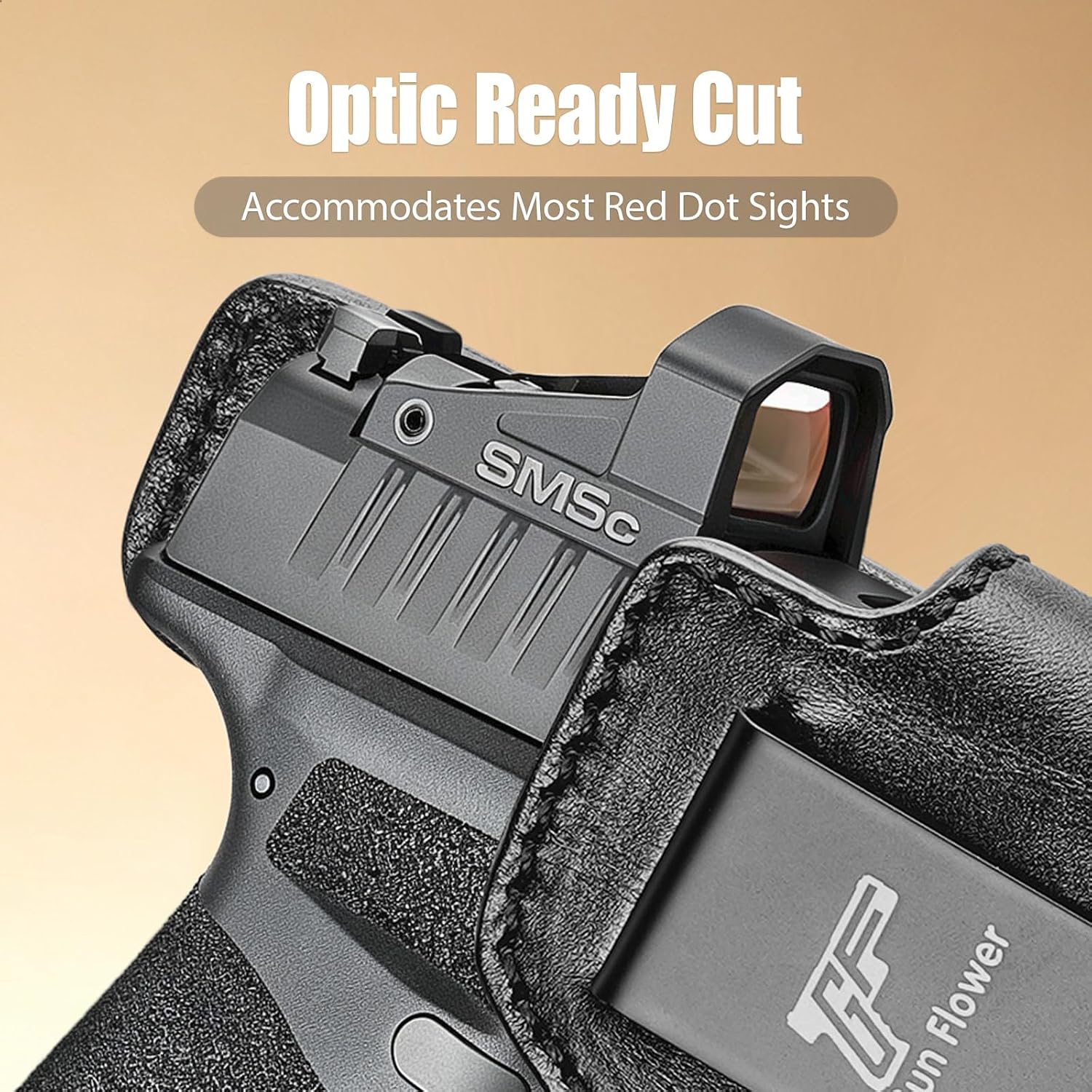 Black Leather Holster for Hellcat Pro w/TLR-7 X Sub, TLR-7 Sub & TLR-7 HL-X Sub | Optic Cut, IWB Light-Bearing Holster, Fits Hellcat Pro OSP/ Hellcat Pro Comp/ Hellcat Pro Threaded, Fits 1.5"-1.75" Belts