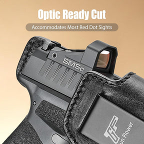 Black Leather Holster for Hellcat Pro w/TLR-7 X Sub, TLR-7 Sub & TLR-7 HL-X Sub | Optic Cut, IWB Light-Bearing Holster, Fits Hellcat Pro OSP/ Hellcat Pro Comp/ Hellcat Pro Threaded, Fits 1.5"-1.75" Belts
