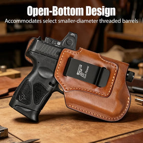 Taurus G3C / G2C IWB Brown Leather Holster w/Olight Baldr S / Baldr Mini / RL Mini - Light-Bearing Concealed Carry, Optic Cut, Fits PT111/PT140, 1.5"-1.75" Belts, Right Hand