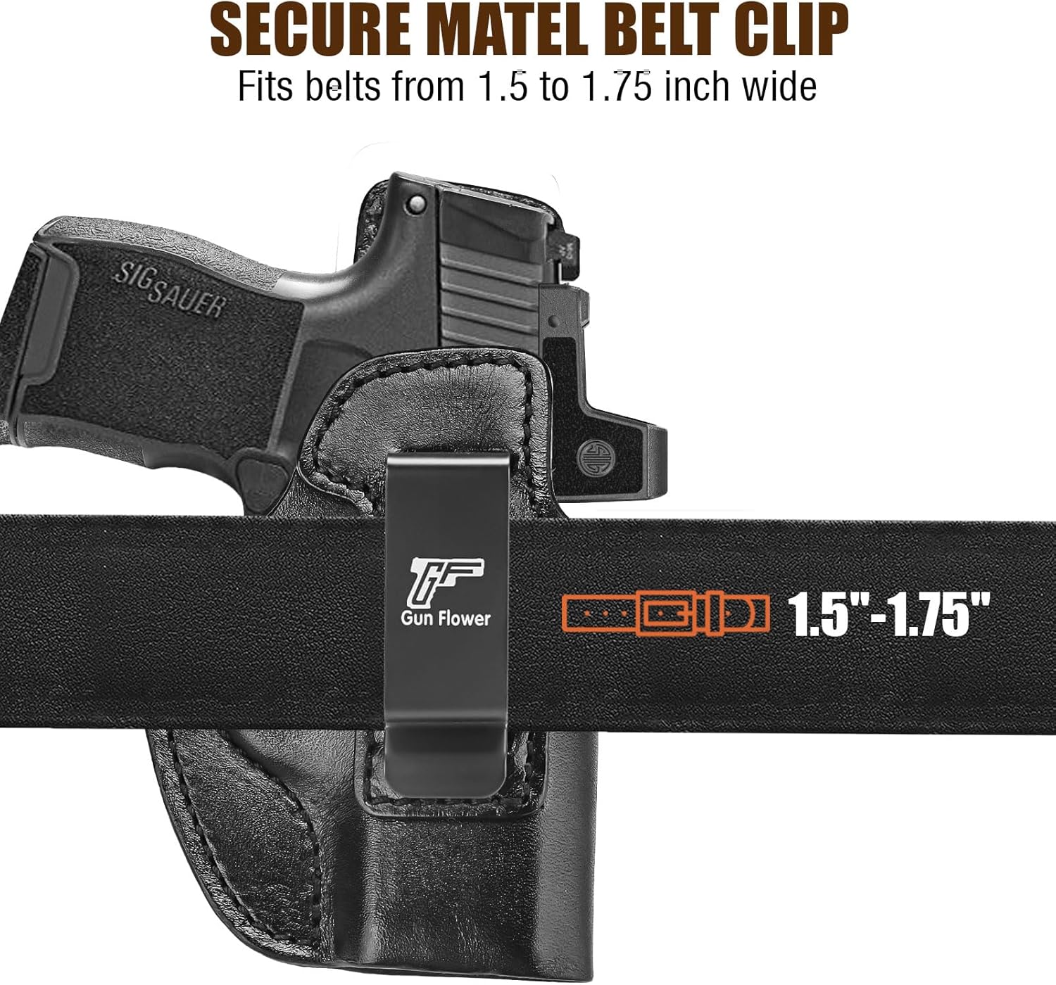 SIG Sauer P365 IWB Leather Holster - Premium Black Leather, Optic Cut & Appendix Concealed Carry, Fits 1.5"-1.75" Belts, Right Hand for P365/P365X/P365 SAS/P365-380 GUN & FLOWER