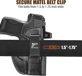 SIG Sauer P365 IWB Leather Holster - Premium Black Leather, Optic Cut & Appendix Concealed Carry, Fits 1.5"-1.75" Belts, Right Hand for P365/P365X/P365 SAS/P365-380 GUN & FLOWER
