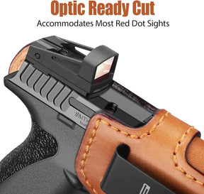 S&W Bodyguard 2.0 IWB Leather Holster - Optic Cut Concealed Carry, Premium Leather Inside Waistband, Fits 1.5"-1.75" Belt, Right Hand - GUN & FLOWER