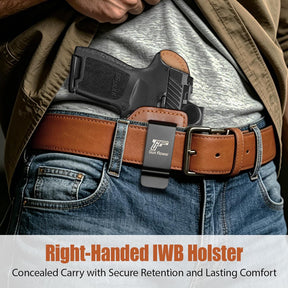 Sig P320 Compact / M18 IWB Leather Holster w/TLR-7 X / HL-X / TLR-7A / TLR-7 - Light-Bearing Optic Ready, Also Fits P320 XCarry & XCompact, 1.5"-1.75" Belts, Right Hand