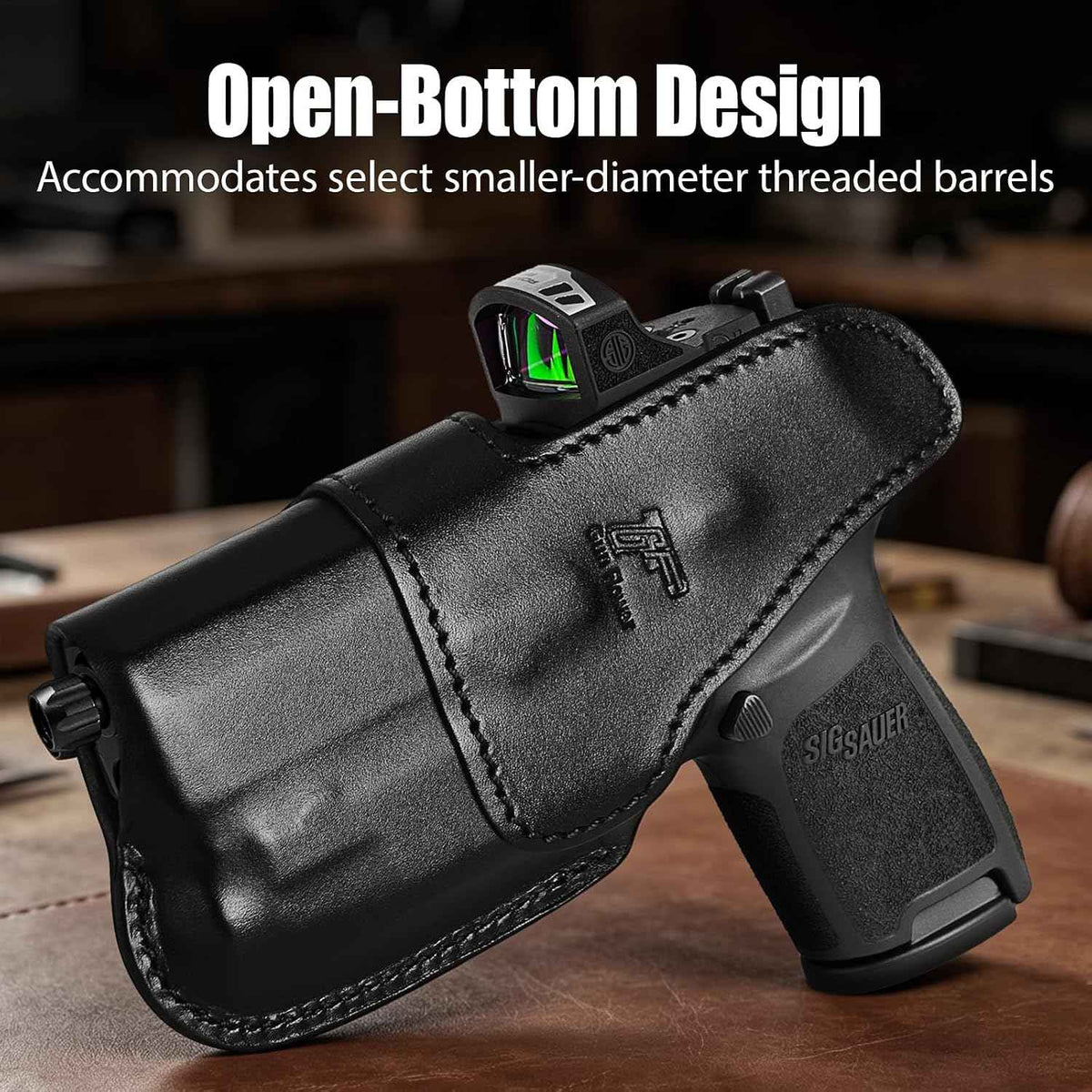 Sig P320 Compact / M18 IWB Black Leather Holster w/TLR-7 X / HL-X / TLR-7A / TLR-7 - Light-Bearing Concealed Carry, Also Fits P320 XCarry & XCompact, 1.5"-1.75" Belts, Right Hand