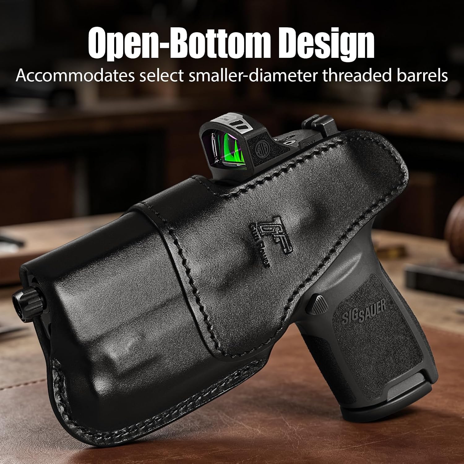 Sig P320 Compact / M18 IWB Black Leather Holster w/TLR-7 X / HL-X / TLR-7A / TLR-7 - Light-Bearing Concealed Carry, Also Fits P320 XCarry & XCompact, 1.5"-1.75" Belts, Right Hand