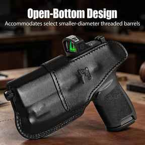 Sig P320 Compact / M18 IWB Black Leather Holster w/TLR-7 X / HL-X / TLR-7A / TLR-7 - Light-Bearing Concealed Carry, Also Fits P320 XCarry & XCompact, 1.5"-1.75" Belts, Right Hand