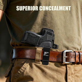 SIG Sauer P365 IWB Leather Holster - Premium Black Leather, Optic Cut & Appendix Concealed Carry, Fits 1.5"-1.75" Belts, Right Hand for P365/P365X/P365 SAS/P365-380 GUN & FLOWER