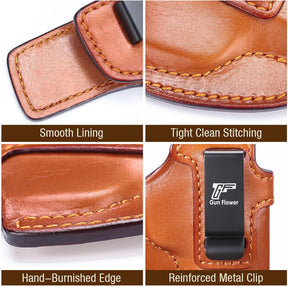 GUN & FLOWER  SIG Sauer P365 IWB Leather Holster - Premium Brown Leather, Optic Cut & Appendix Concealed Carry, Fits 1.5"-1.75" Belts, Right Hand for P365/P365X/P365 SAS/P365-380 GUN & FLOWER