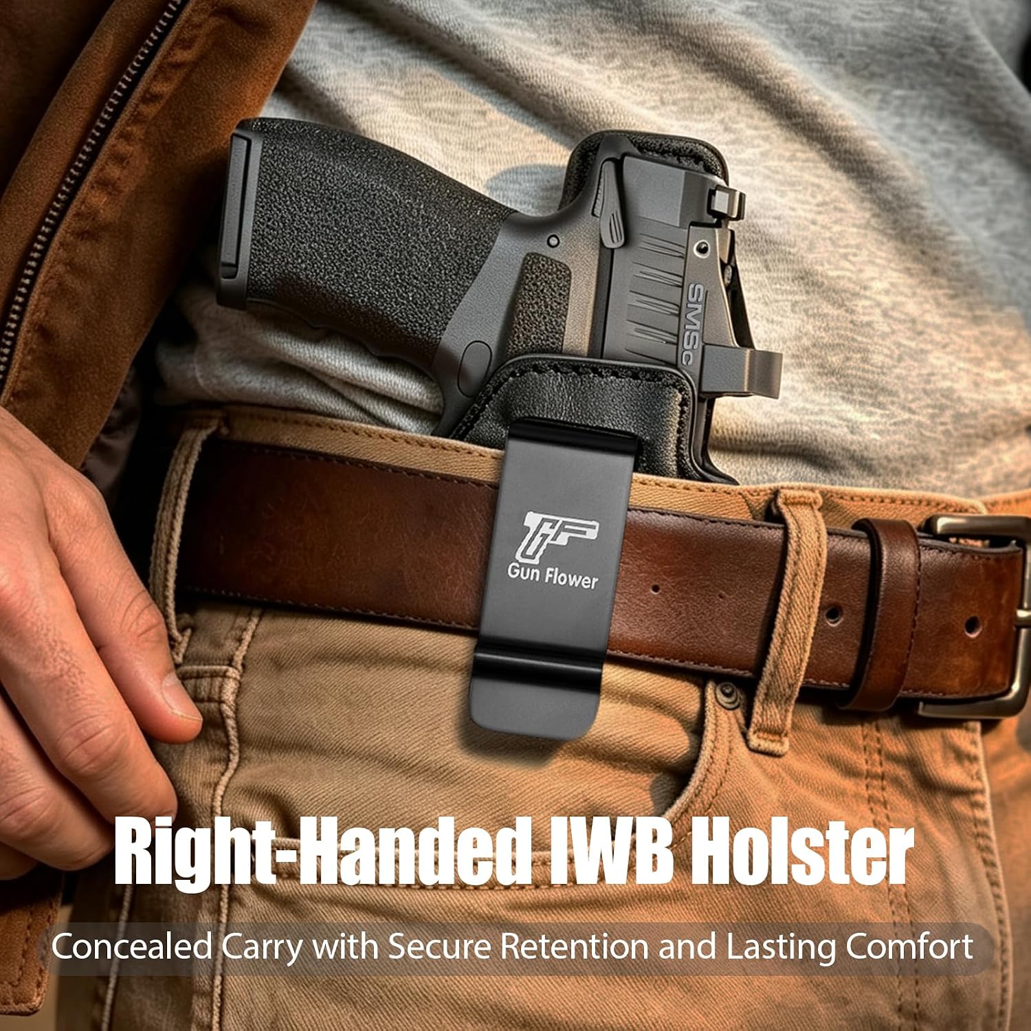 Hellcat Pro IWB Black Leather Holster w/Olight Baldr S / Baldr Mini / RL Mini - Light-Bearing Optic Cut, Fits Hellcat Pro OSP / Comp / Threaded, 1.5"-1.75" Belts, Right Hand