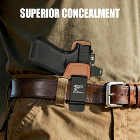 Glock 19/19X/23/32/45 Gen1-5 & MOS IWB Leather Holster - Optic Cut Custom Fit (Also PSA Dagger Compact & Ruger RXM), Premium Leather Concealed Carry, Fits 1.5"-1.75" Belt, Right Hand