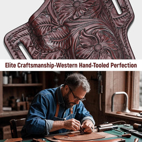 Premium Leather Holster for Women & Men, OWB Western Hand-Carved Holster - Compatible with Glock 17/19 Gen3-5 & 17/19 Gen4-5 MOS, 22/31(Gen3-4), 19X/ 44/45 - Fits 1.5" Belts, Right Hand GUN & FLOWER