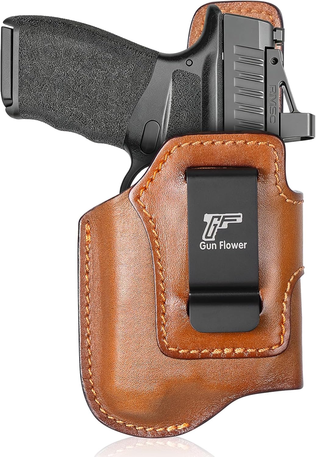 Hellcat Pro IWB Brown Leather Holster w/Olight Baldr S / Baldr Mini / RL Mini - Light-Bearing Optic Cut, Fits Hellcat Pro OSP / Comp / Threaded, 1.5"-1.75" Belts, Right Hand