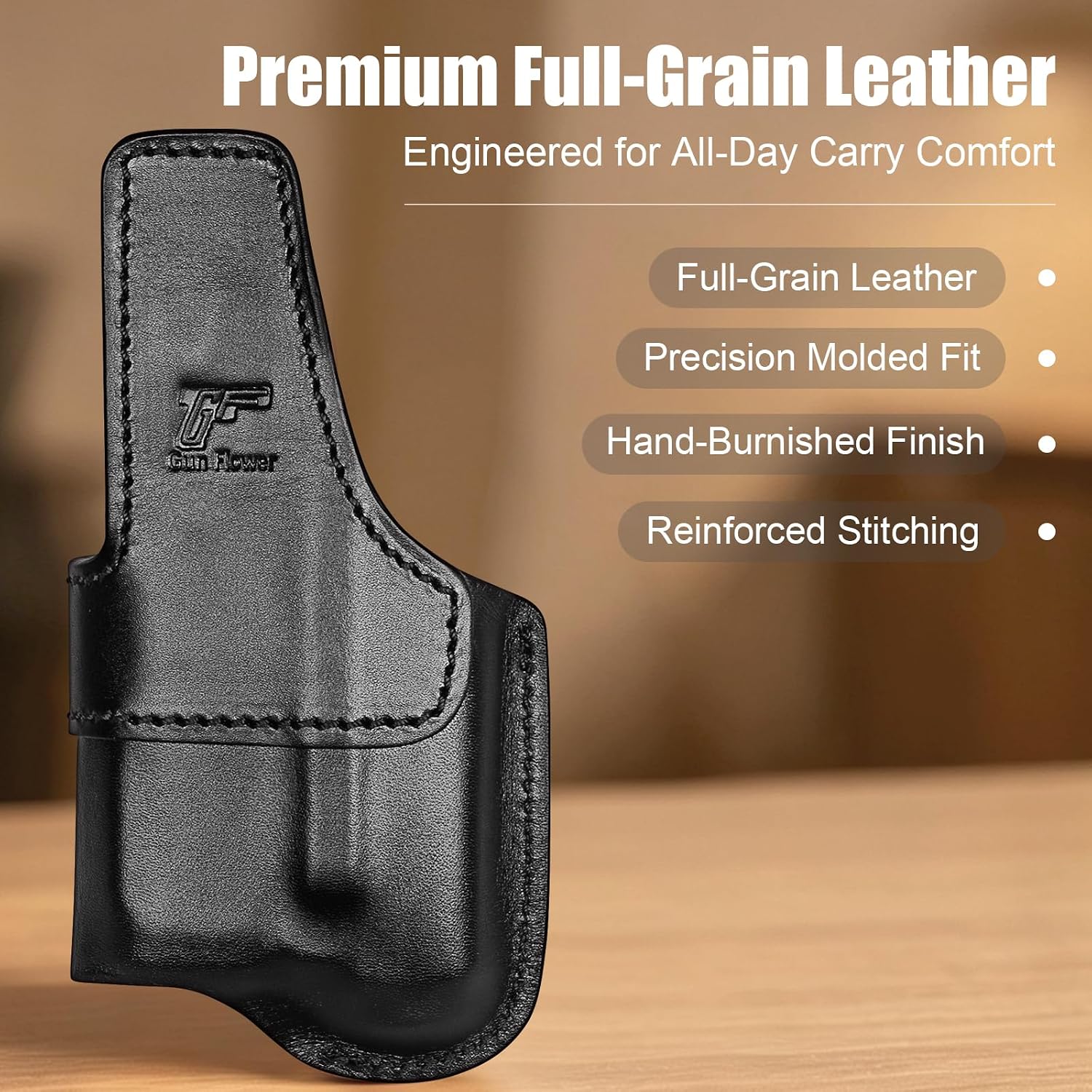Hellcat Pro IWB Black Leather Holster w/Olight Baldr S / Baldr Mini / RL Mini - Light-Bearing Optic Cut, Fits Hellcat Pro OSP / Comp / Threaded, 1.5"-1.75" Belts, Right Hand
