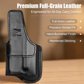 Hellcat Pro IWB Black Leather Holster w/Olight Baldr S / Baldr Mini / RL Mini - Light-Bearing Optic Cut, Fits Hellcat Pro OSP / Comp / Threaded, 1.5"-1.75" Belts, Right Hand