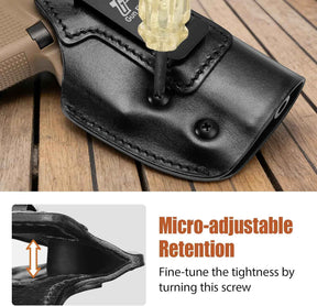 Gunflower  Glock 19/19X/23/32/44/45 Gen1-5 & MOS IWB Leather Holster - Optic Cut Custom Fit (Also PSA Dagger Compact & Ruger RXM), Premium Leather Concealed Carry, Fits 1.5"-1.75" Belt, Black Right Hand