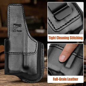 Taurus G3C / G2C / G2S IWB Black Leather Holster w/Olight Baldr S / Baldr Mini / RL Mini - Light-Bearing Optic Cut, Also Fits PT111 / PT140, 1.5"-1.75" Belts, Right Hand
