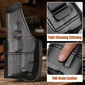 Sig P320 Compact / M18 IWB Black Leather Holster w/TLR-7 X / HL-X / TLR-7A / TLR-7 - Light-Bearing Concealed Carry, Also Fits P320 XCarry & XCompact, 1.5"-1.75" Belts, Right Hand