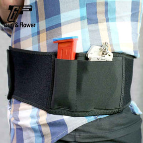 Portable Gun Belts Holster, Black Neoprene Belly Band, Tactical Gun Holster Waist Belt for Concealed Carry