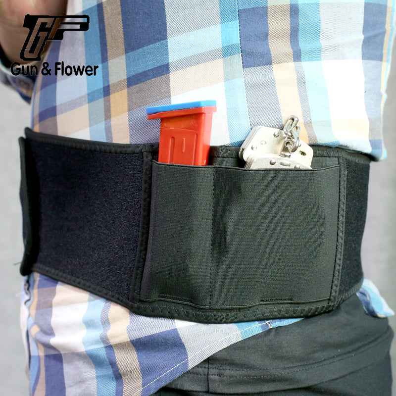 Portable Gun Belts Holster, Black Neoprene Belly Band, Tactical Gun Holster Waist Belt for Concealed Carry