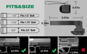 UOOGEAR Universal Rail Gun Clip, Low Profile Concealed Carry Gun Clip Fit: Gun w/Rail 1.31 Inch and Plus