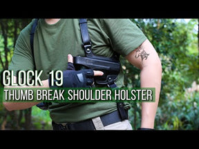 Handmade Full Grain Leather Strap with US Kydex Hybrid Shoulder Holster for Glock 19/17/19X/22/23/31/32/45 & 9mm/.40 Double-Stack Mag