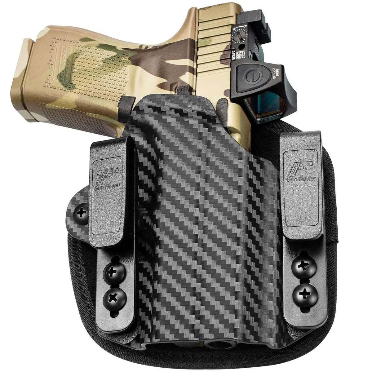 Carbon Fiber Universal Hybrid Kydex&Nylon IWB Holster for 9mm Pistols for Men/Women , Right Hand | Gun & Flower