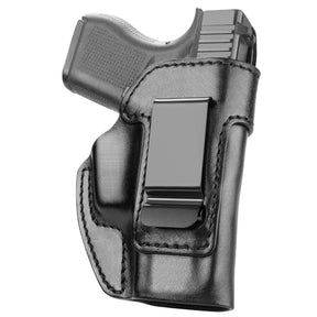 Glock 43 43X Black Soft Genuine Leather Handmade Holster IWB Appendix Crossdraw hip Trigger Guard Open Muzzle | Gun & Flower