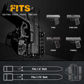 Sig Sauer P365 X XL SAS Clear IWB & OWB Convertable Polymer Holster for P365X P365XL 9mm Pistol | Gun & Flower