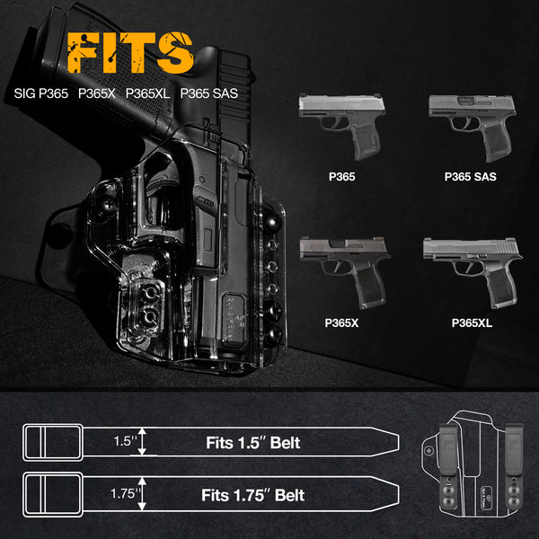 Sig Sauer P365 X XL SAS Clear IWB & OWB Convertable Polymer Holster for P365X P365XL 9mm Pistol | Gun & Flower