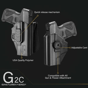 Taurus G2C/G3C OWB Polymer Holster With 1 pcs Paddle  and 1 pcs Molle Attachment Adapters | Gun & Flower