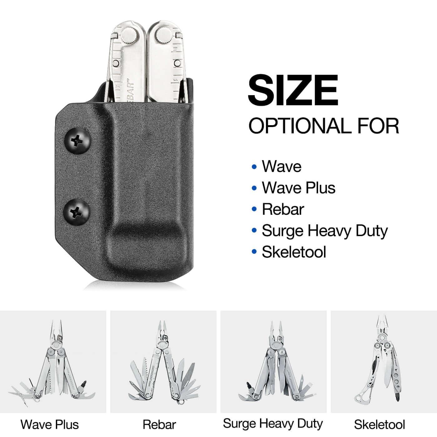 Kydex Multitool Sheath for LEATHERMAN WAVE & WAVE + PLUS/REBAR/SURGE HEAVY DUTY/SKELETOOL Multi Tool Pouch