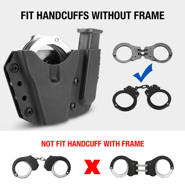Kydex Handcuff Holster with 9/.40 Double Stack Mag Holder Combo Handcuff Holder for Hinged Handcuff Chain | Gun & Flower