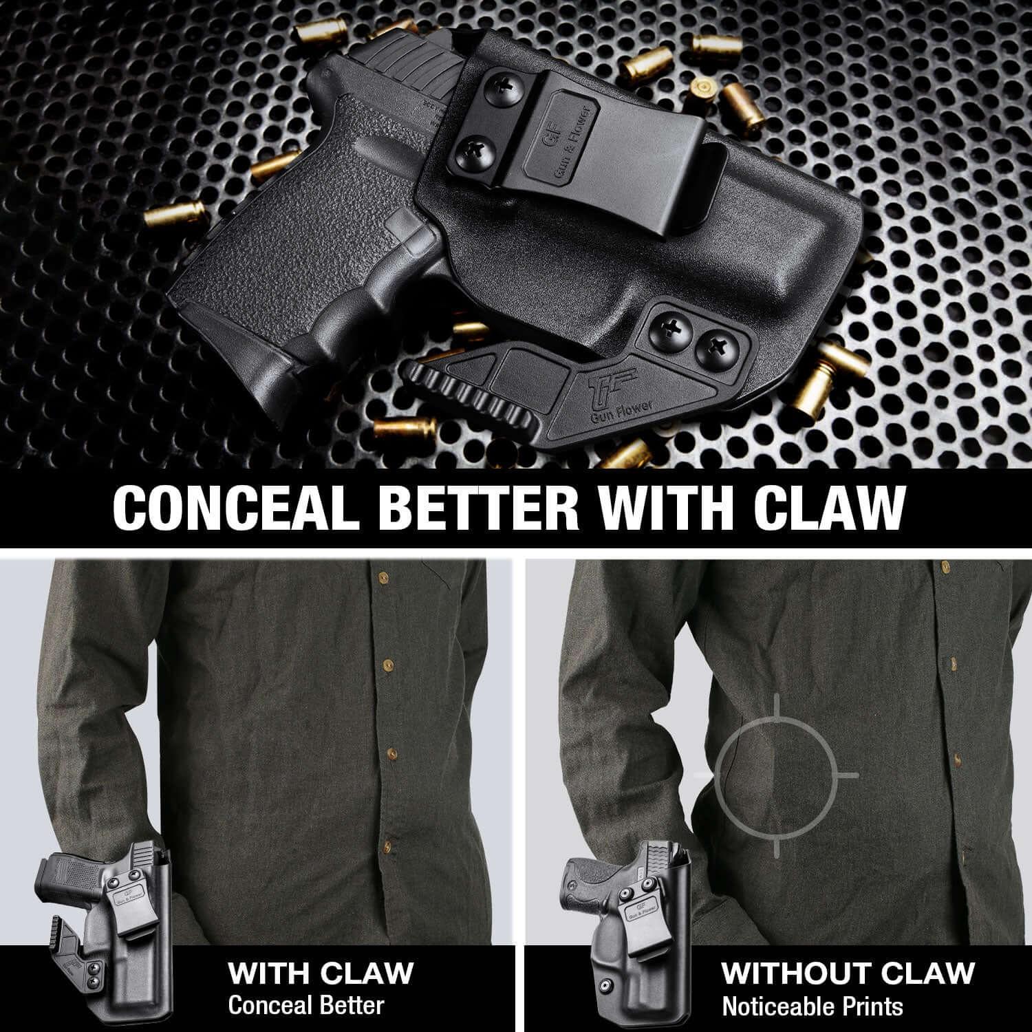 SCCY CPX1 CPX2 with No Rail IWB Kydex Holsters with Claw Fully Trigger Guard Holsters with Wing for fat guys | Gun & Flowers