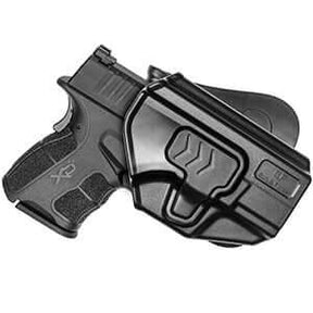 Springfield Armory XD-S 3.3" Barrel Polymer Level II Index Finger Release OWB Open Carry Paddle Holster Fully Trigger Guard Open Muzzle | Gun & Flower