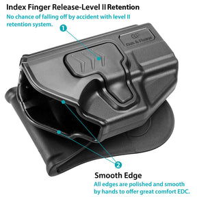 Springfield Armory XD-S 3.3" Barrel Polymer Level II Index Finger Release OWB Open Carry Paddle Holster Fully Trigger Guard Open Muzzle | Gun & Flower