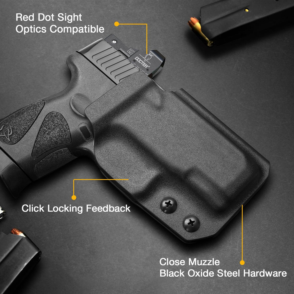 Kydex OWB Holster for Taurus G2C/G3C/Millennium G2 PT111/PT140 Comfortable with 2.25" Belt Clip | Gun & Flower