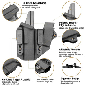 Sidecar Kydex Gun Holster Magazine Pouch for Glock 19 19x 23 32 45 (Gen 5 4 3) 9mm | Gun & Flower