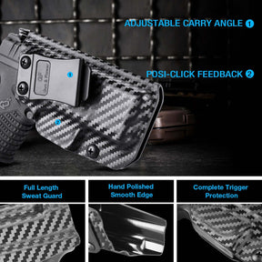 Carbon Fiber Kydex IWB Holster  for Springfield XD-S XDS 3.3" 9mm/.40S&W/.45 ACP Appendix Cross Draw Concealed Carry Belt Clip , Right Hand | Gun & Flower