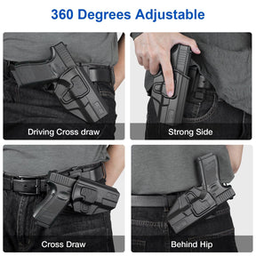 Polymer OWB Holster for Glock 43 43x with 360 Degrees Adjustable Belt Clip Level II Retention OWB Index Finger Release Trigger Guard Holsters