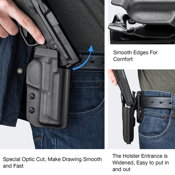 OWB Kydex Holster for SCCY CPX-1 CPX-2 with No Rail, Outside Waistband Holster with Red Dot Sight Optics Cut | Gun & Flower